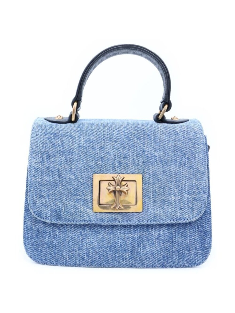 Chrome Hearts Grow UP CH Blanc Small CH Cross Denim Handbag Indigo